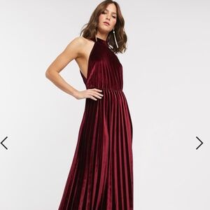 ASOS Design Burgundy Velvet Bridesmaids Dress / Maxi Dress